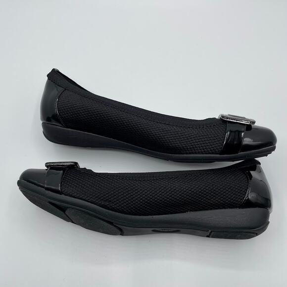 Anne Klein Iflex Size 9 Black Unice Ballet Flats Cap Toe Slip On Comfort Shoes - Picture 5 of 9